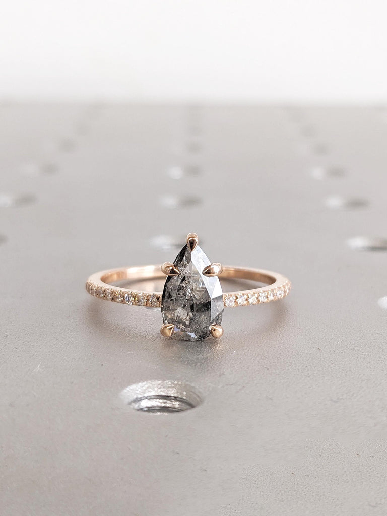Rose Gold Ring, Half Eternity Salt and Pepper Ring