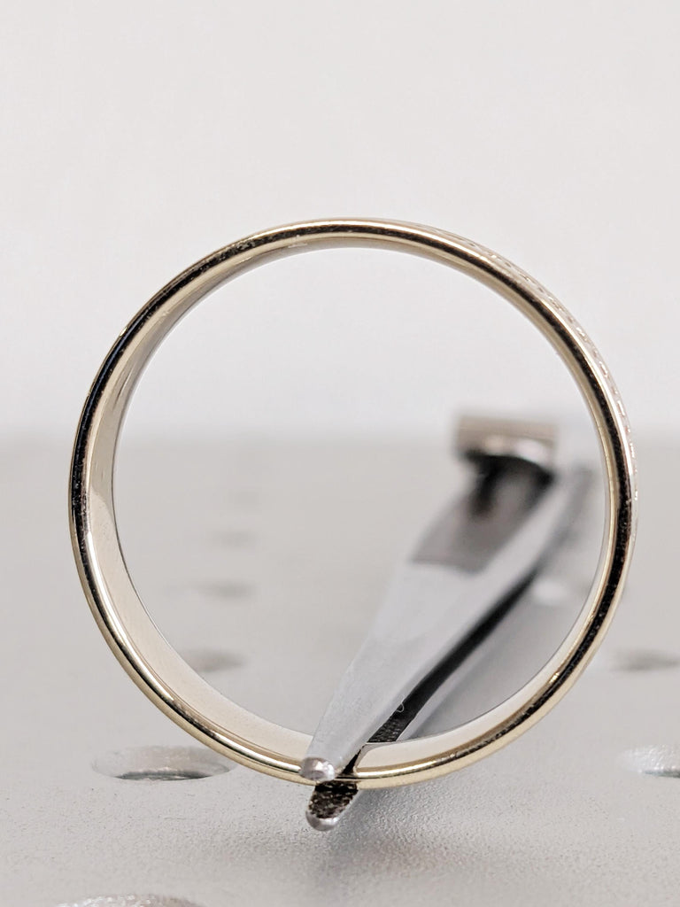 Chain Pattern White Gold Band, 14K Polished Men’s Wedding Ring, Custom 5mm Modern Engagement Band, Alternative Ring