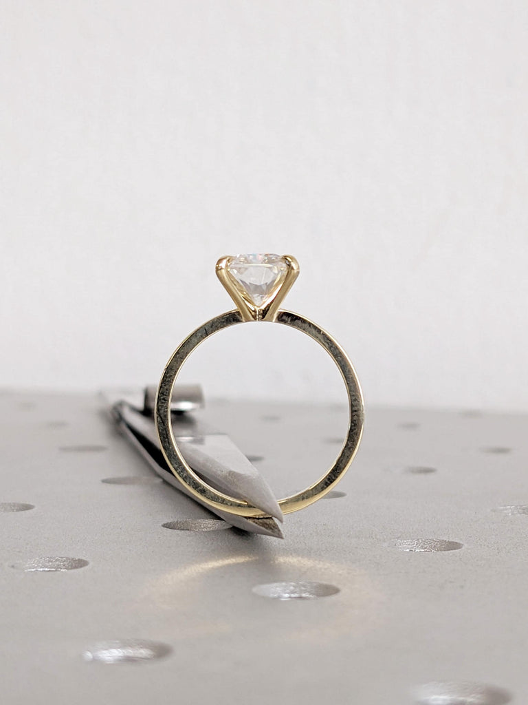 14K Yellow Gold Radiant Cut Moissanite Engagement Ring, Talon Prong Ring, Wedding Ring, Statement Ring