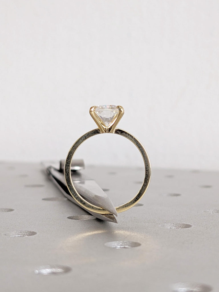 14K Yellow Gold Lab Grown Diamond Engagement Ring, Certified Diamond Ring, Radiant Cut Ring, Bridal Ring