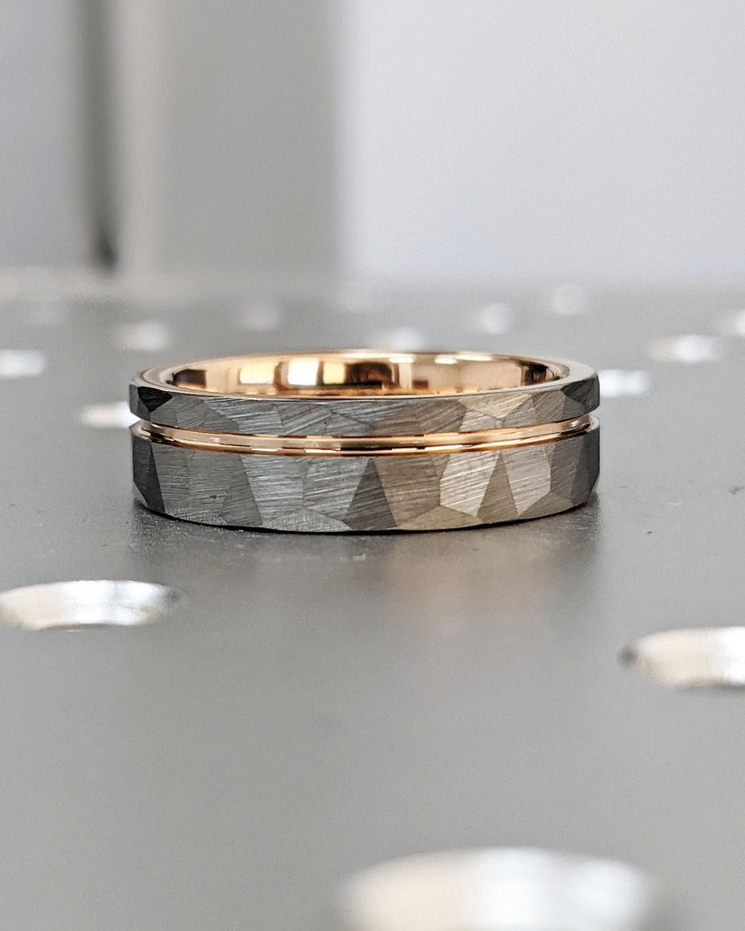 Rose Gold Male Promise Ring | Scratch Resistant Tungsten Ring | 6MM Comfort Fit Wedding Band for Him