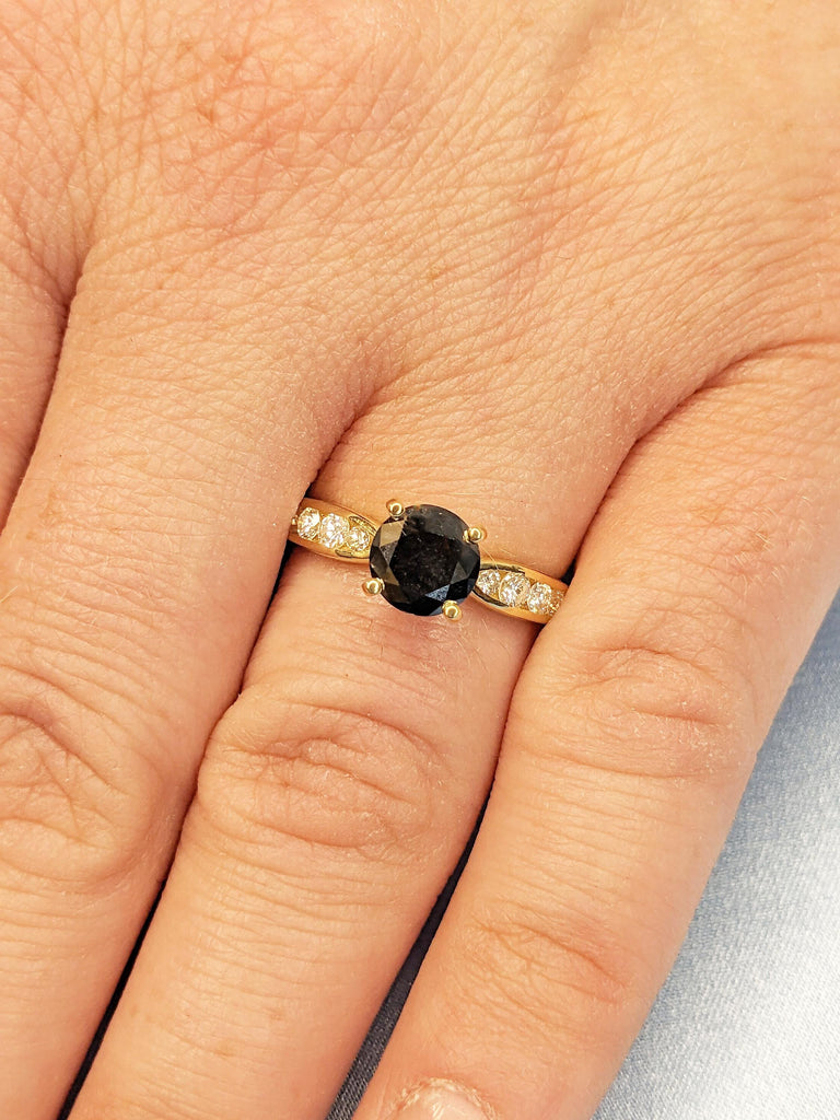 Black Diamond Wedding Ring, 1-4ct Round Cut Diamond