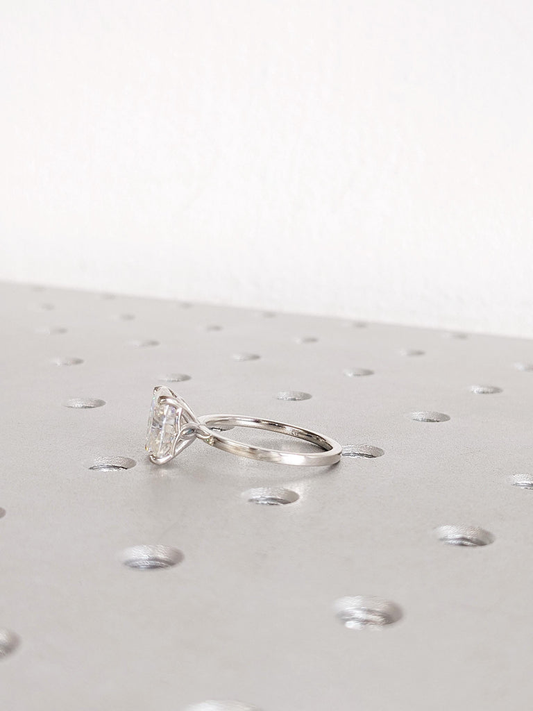 Cushion Cut Moissanite Solitaire Platinum Ring, Moissanite Engagement Ring, Luxury Bridal Ring, Wedding Jewelry, Promise Ring Gift for Women