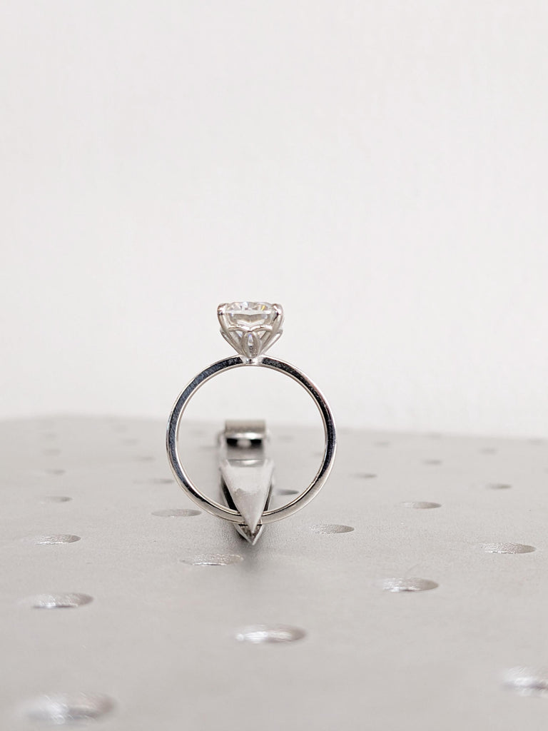 Platinum Cushion Cut Lab Grown Diamond Engagement Ring, Handmade Ethical Diamond Wedding Ring