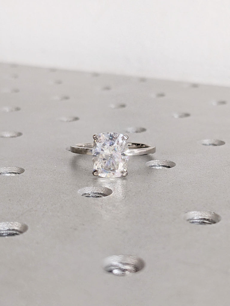Unique Lab Grown Diamond Ring, Platinum Engagement Rings, Cushion Cut Lab Diamond Rings, Handmade Wedding Jewelry, Anniversary Promise Rings