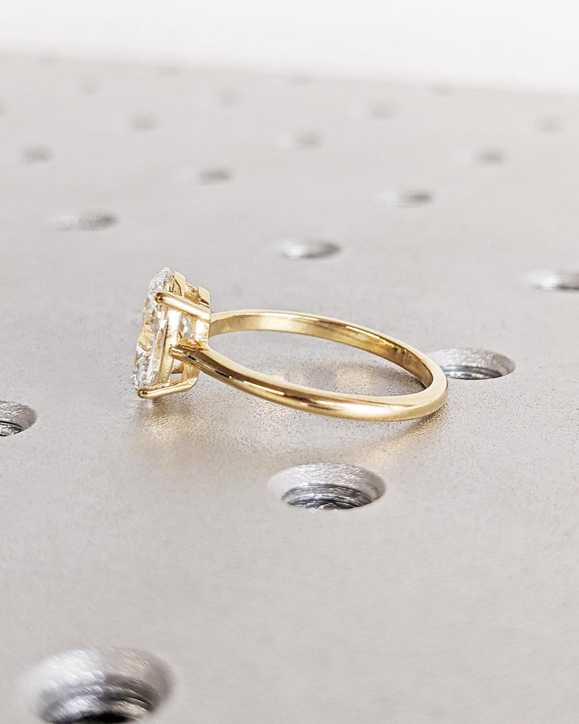 Oval Moissanite Engagement Ring, Oval Engagement Ring 14K Solid Gold, Oval Solitaire Moissanite Ring, Anniversary Wedding Promise Ring Women