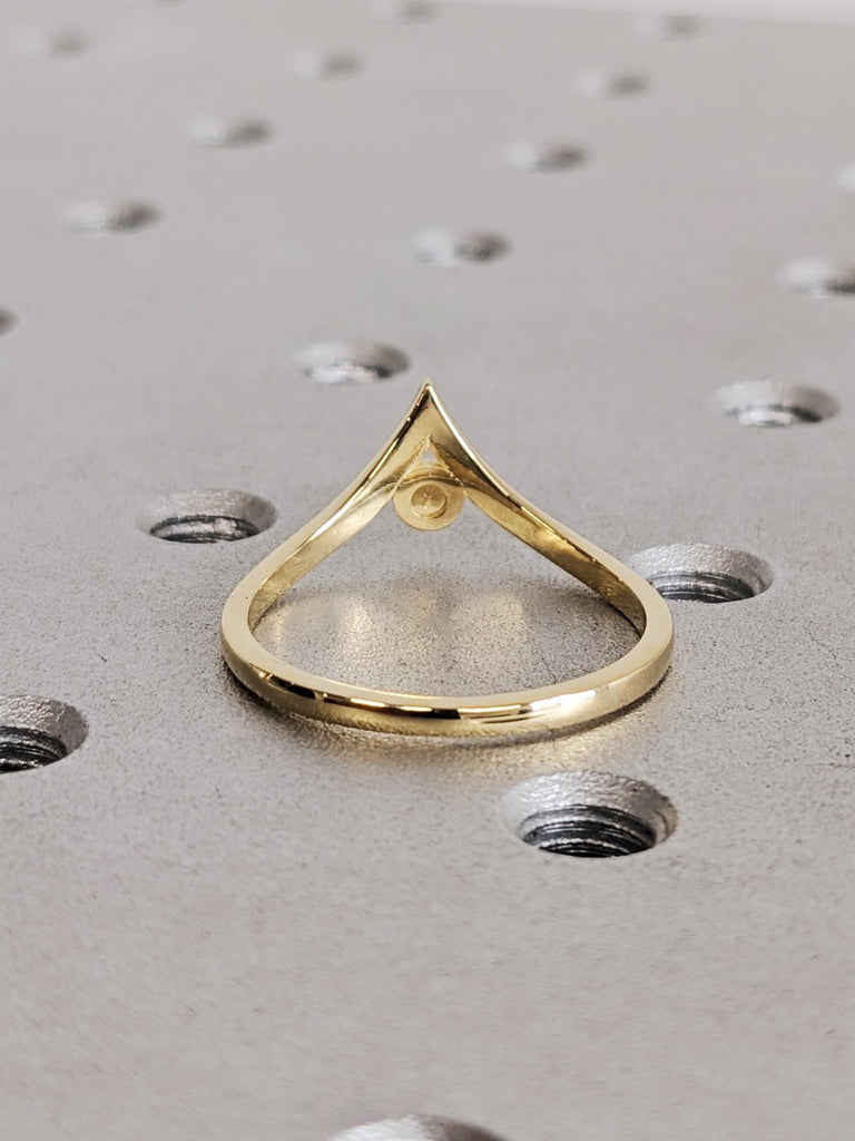 Solid Gold Chevron Matching Engagement Ring, Round Yellow Citrine Stacking Ring, Scorpio Birthstone Wedding Band