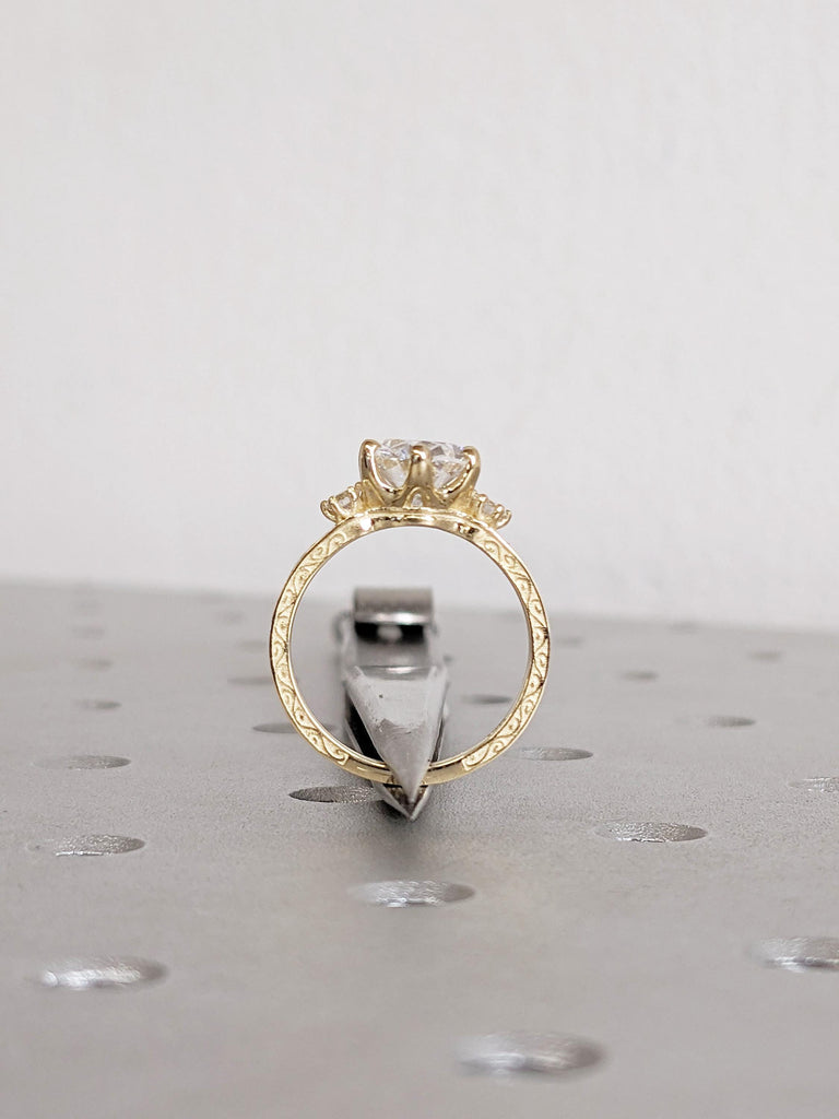 2ct Genuine Lab Diamond Ring, Oval Lab Diamond Engagement Ring, 14K Solid Gold Diamond Ring, Art Deco Yellow Gold Wedding Anniversary Ring