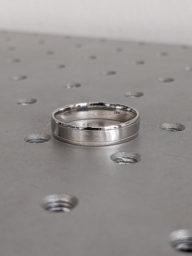 Modern Everyday Wear Solid Gold Rings for Men | 5mm White Gold Band