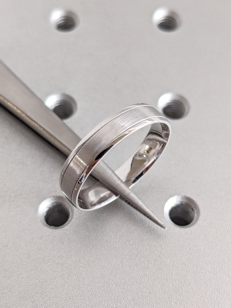 5mm Simple Men Wedding Band | Comfort Fit 14k White Gold Rings for Him | Brushed Finish Wedding Ring | Unisex Ring | Wide Wedding Band