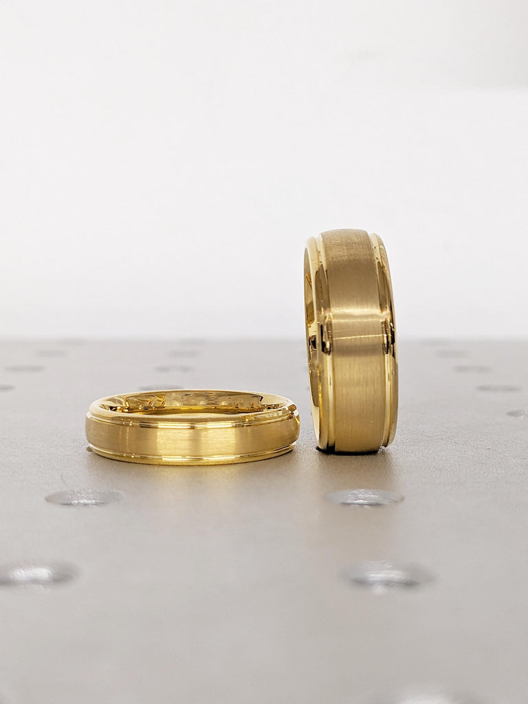 Gold Tungsten Ring for Couples, Wedding Band