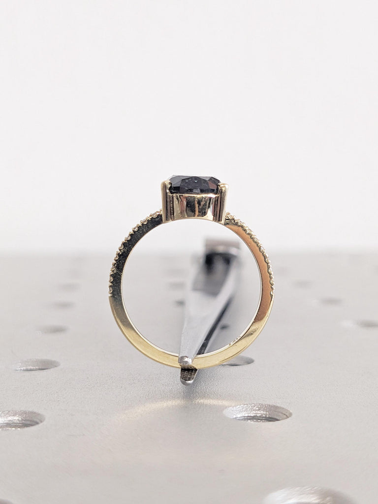 Salt and Pepper Diamond Engagement Ring, Pear Cut Salt and Pepper Ring, 14K Yellow Gold Diamond Ring, Promise Ring, Anniversary Ring For Her