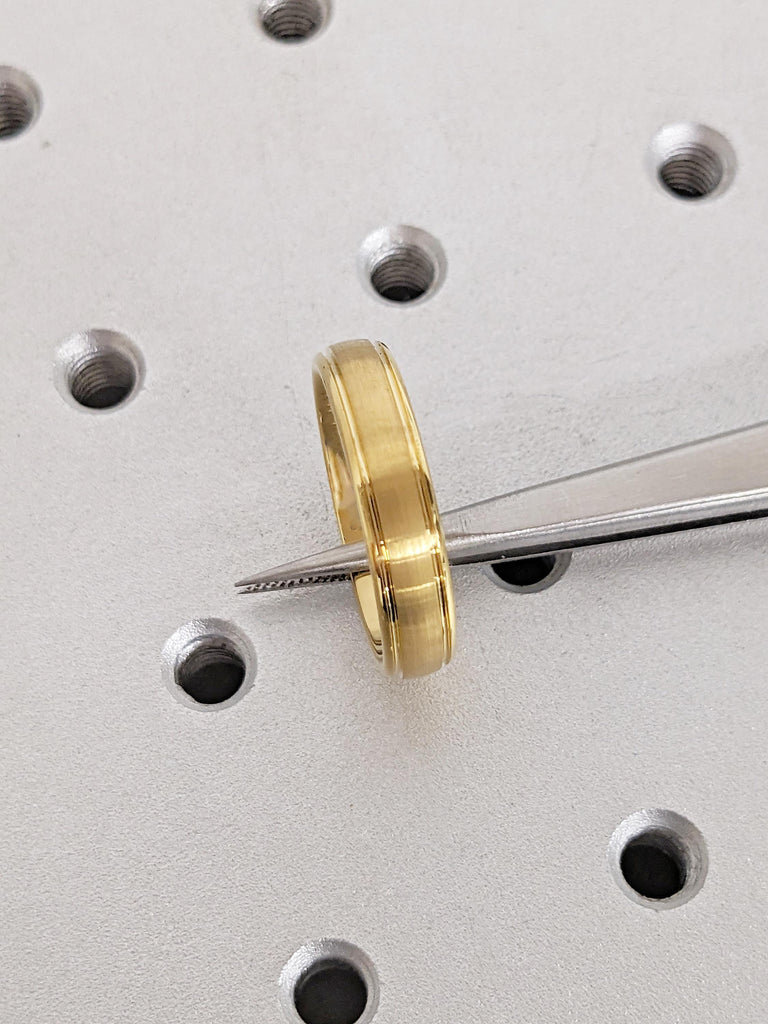 5mm Men's Wedding Band, Yellow Gold Tungsten Ring Men, Anniversary Ring, Dome Ring