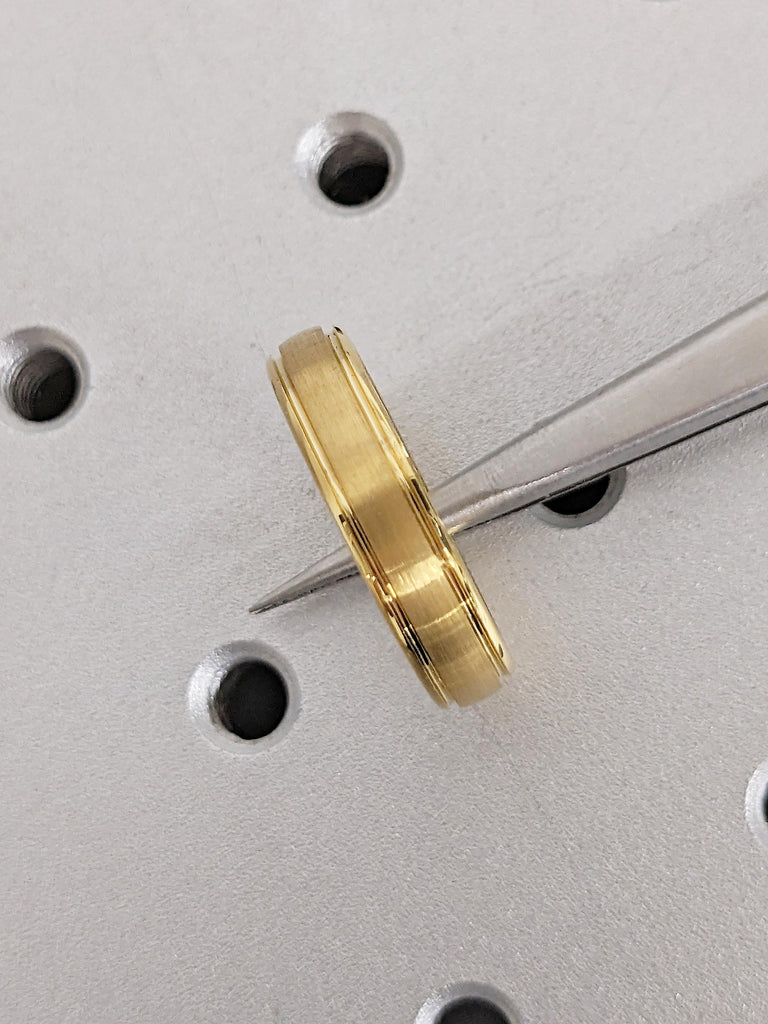 5mm Men's Wedding Band, Yellow Gold Tungsten Ring Men, Anniversary Ring, Dome Ring