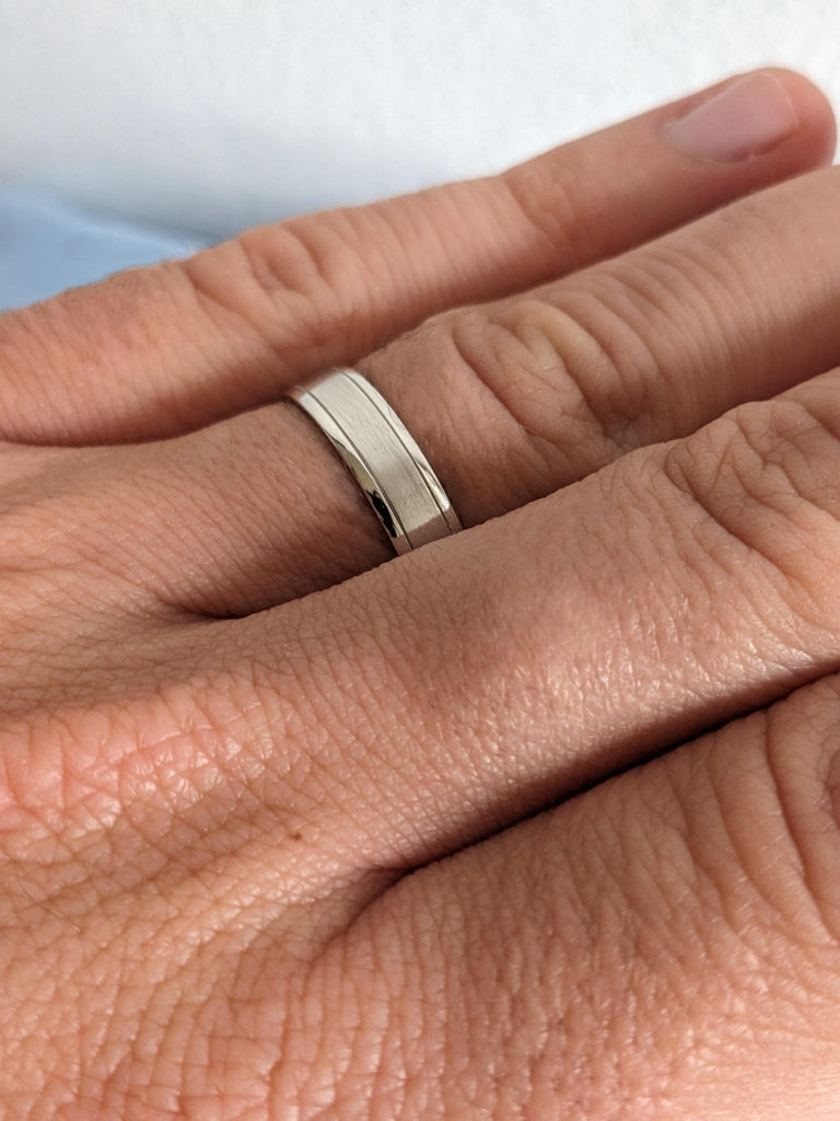 5mm Simple Men Wedding Band | Comfort Fit 14k White Gold Rings for Him | Brushed Finish Wedding Ring | Unisex Ring | Wide Wedding Band