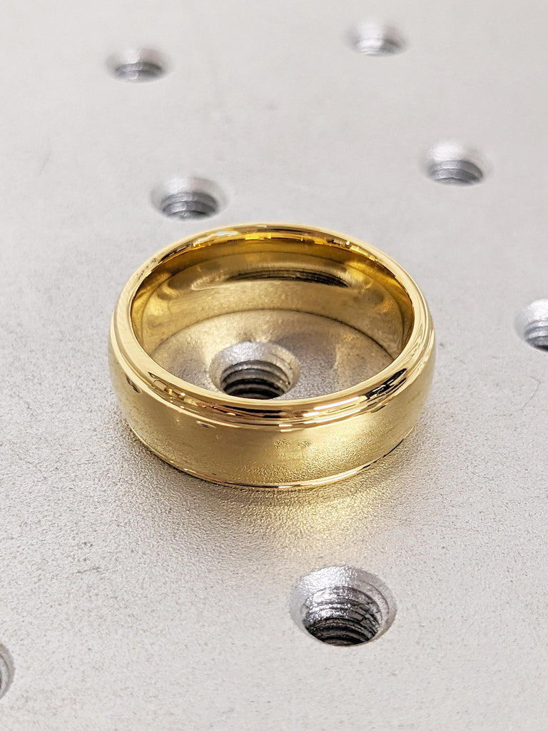 8mm Men's Wedding Band Gold, Tungsten Ring Men, Domed Polished Ring