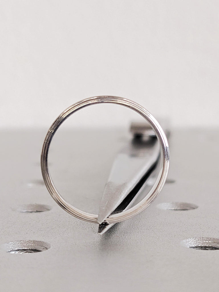 Shiny Layered Line Women's Wedding Band, Plain 14K White Gold Matching Ring, Comfit Fit Polished Band