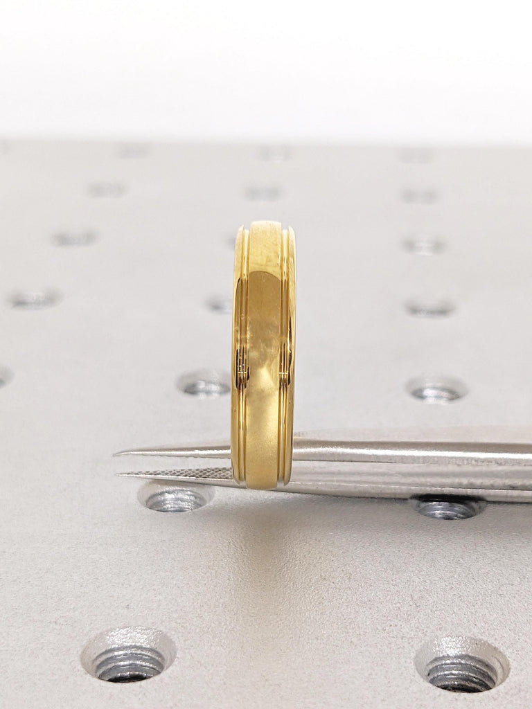 Yellow Gold Tungsten Ring, Dome Ring