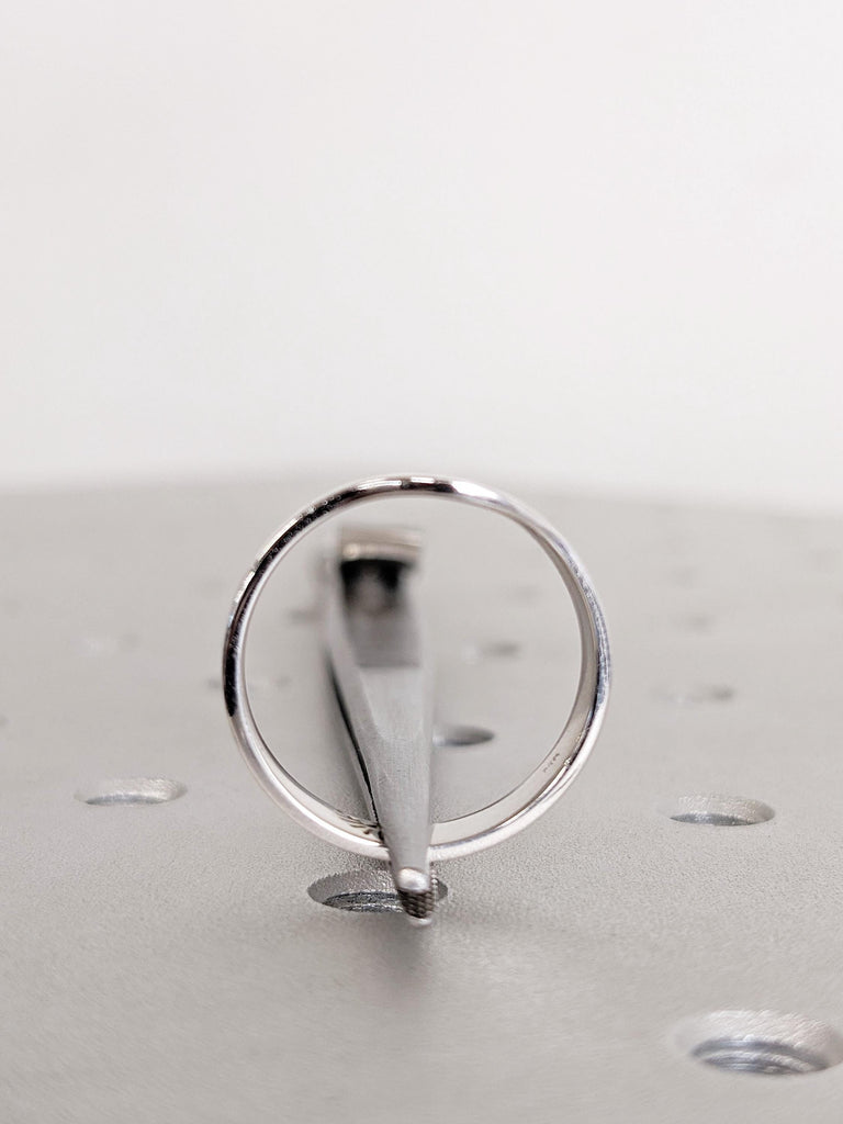 14K White Gold Wedding Band, Stacking Ring For Woman, Matching Ring, Custom Wedding Ring, Unique Curved Gold Ring, Women's Wedding Ring Gift