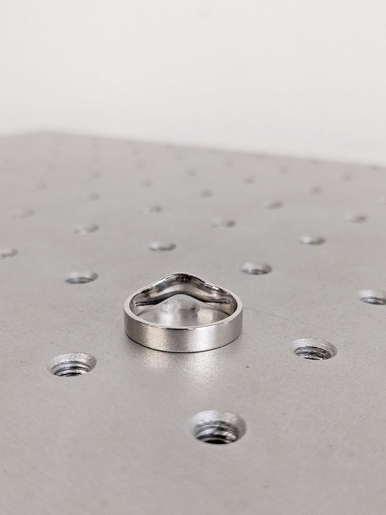 14K White Gold Wedding Band, Stacking Ring For Woman, Matching Ring, Custom Wedding Ring, Unique Curved Gold Ring, Women's Wedding Ring Gift