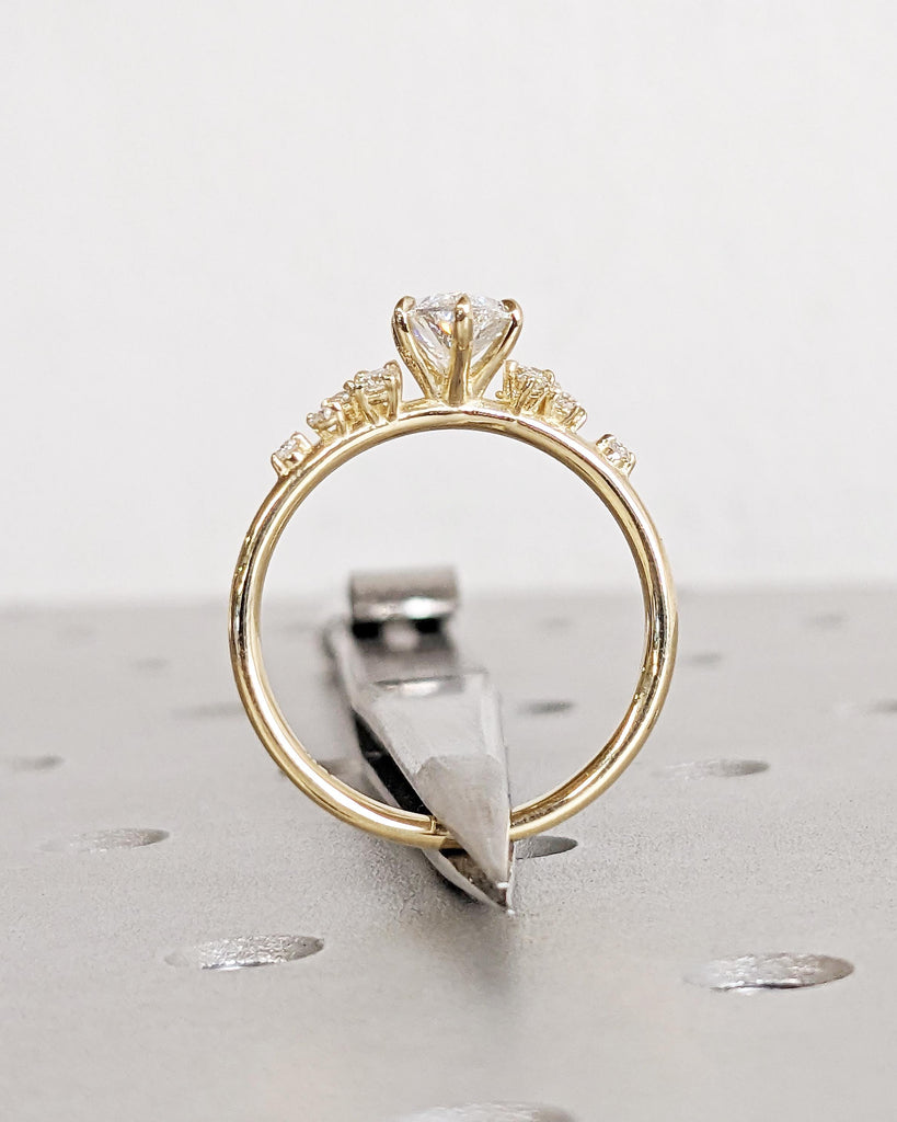 Marquise Lab Grown Cluster Ring | IGI Certified Lab Diamond | Diamond, Lab Diamond or Moissanite Snowdrift Cluster | 14K Yellow Gold