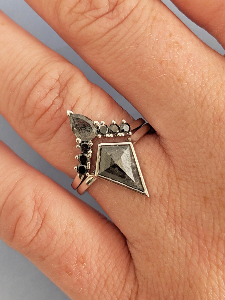 Diamond Statement Ring, Black Diamond Wedding Ring, Bridal Ring