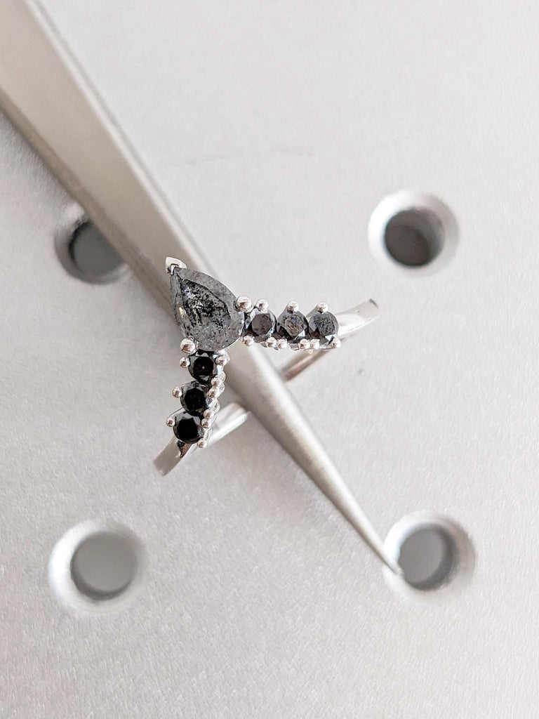 Diamond Wedding Band, Chevron Ring