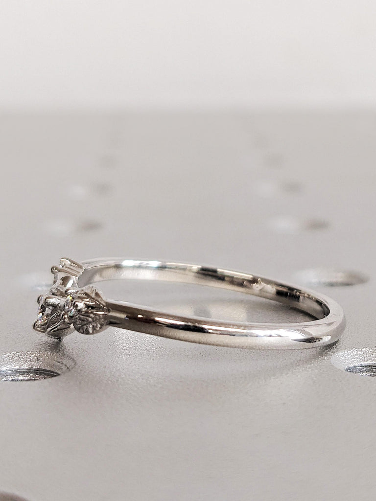 Diamond Vine Leaf Band, Platinum Nature Inspired Ring, Chevron Leaf Wedding Band, Handmade Women's Jewelry