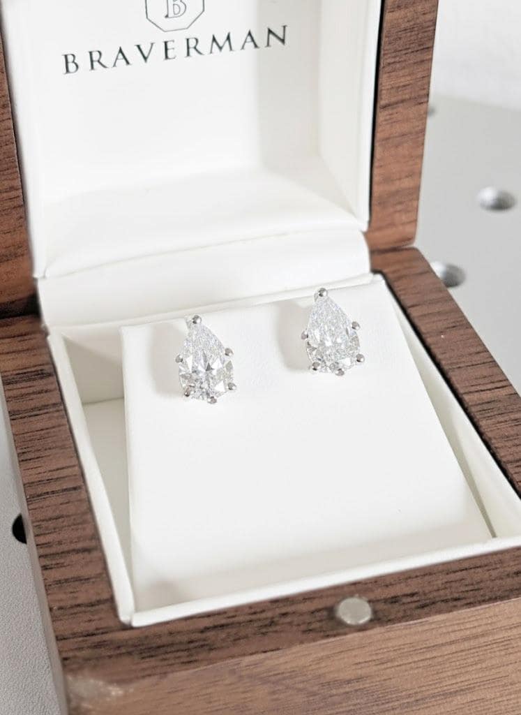 1.5ct VVS Moissanite Stud Earrings | Push Back Earrings | 14k Gold Earrings |  Teardrop Stud Earrings Solitaire | Luxury Earrings Set for Women