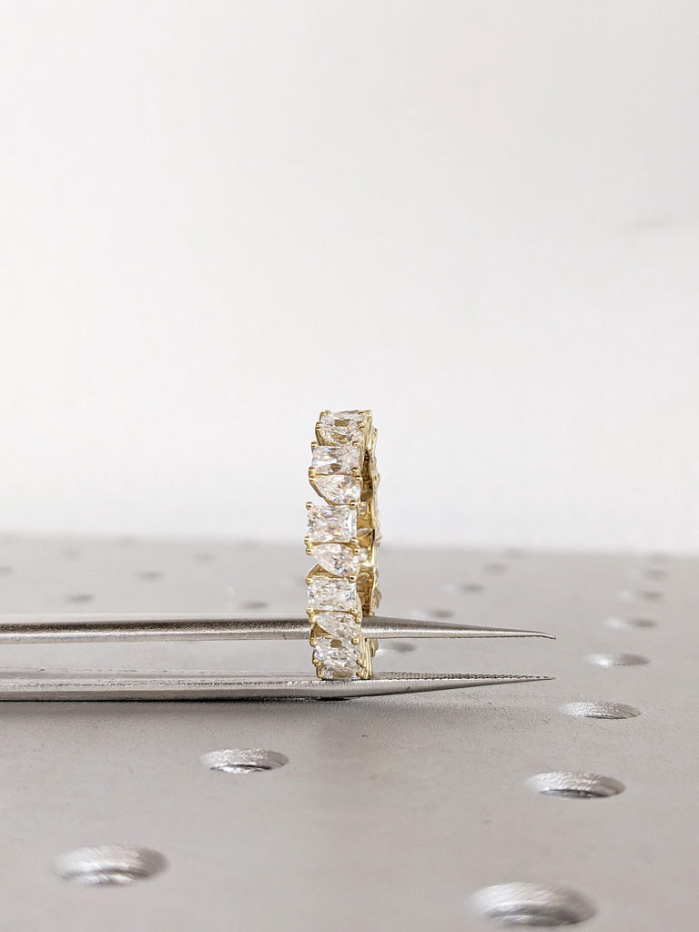 14K Yellow Gold Pear and Radiant Cut Diamond Ring, Matching Ring, Stacking Ring, Women's Wedding Band