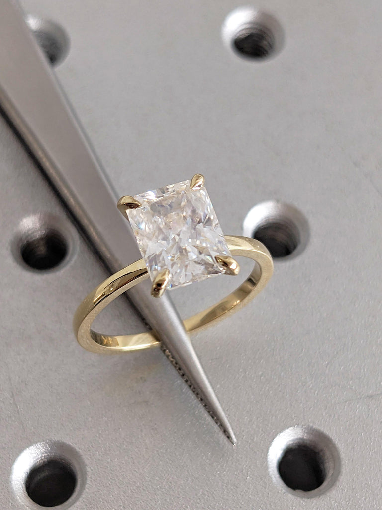 Elegant Radiant Cut Moissanite Engagement Ring, 14K Yellow Gold Talon Prong Set Wedding Ring, Statement Ring, Luxury Wedding Jewelry for Her