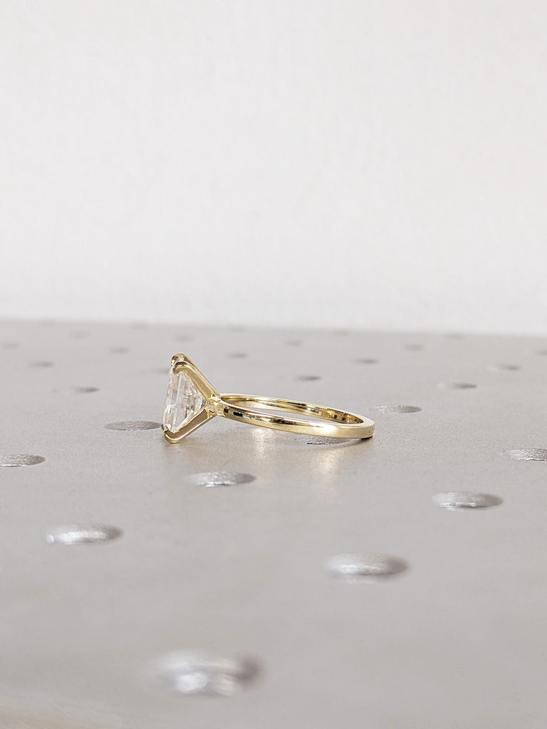 14K Yellow Gold Lab Grown Diamond Engagement Ring, Certified Diamond Ring, Radiant Cut Ring, Bridal Ring