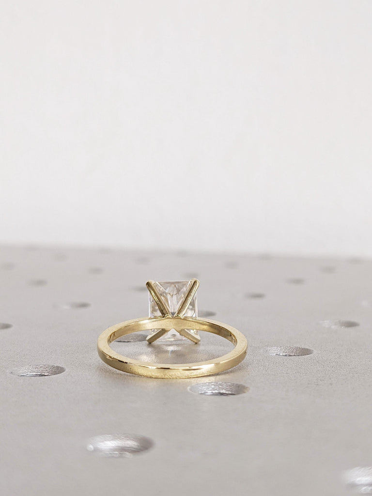 14K Yellow Gold Lab Grown Diamond Engagement Ring, Certified Diamond Ring, Radiant Cut Ring, Bridal Ring