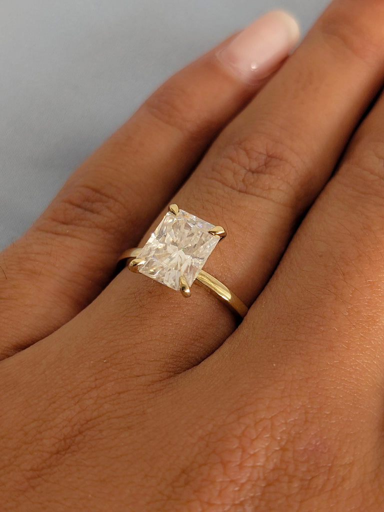 Ethical 14K Yellow Gold Radiant Cut Lab Grown Diamond Ring, Certified Lab Diamond Engagement Ring, Bridal Ring, Sustainable Wedding Jewelry