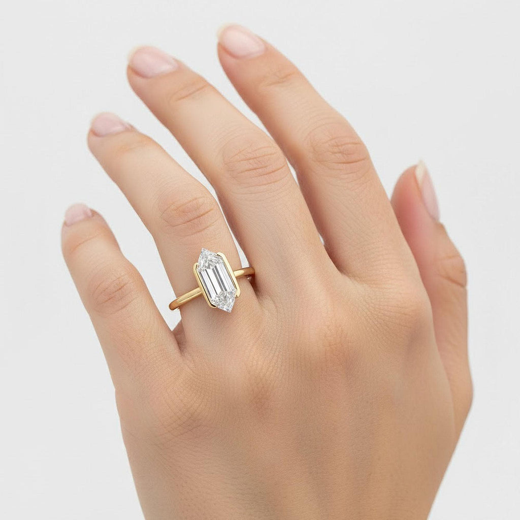 4.5ct, 5ct, 6ct Hexagon Cut Bezel Moissanite Engagement Ring | Moissanite Solitaire Ring | 14k 18k Gold Promise Ring | Woman Bridal Ring