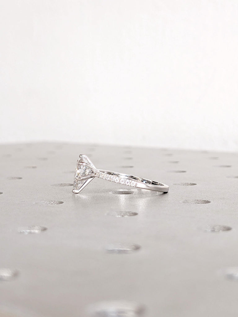 Lab Grown Diamond: IGI Certified, Engagement Ring, 14K White Gold, Pave Diamond Halo