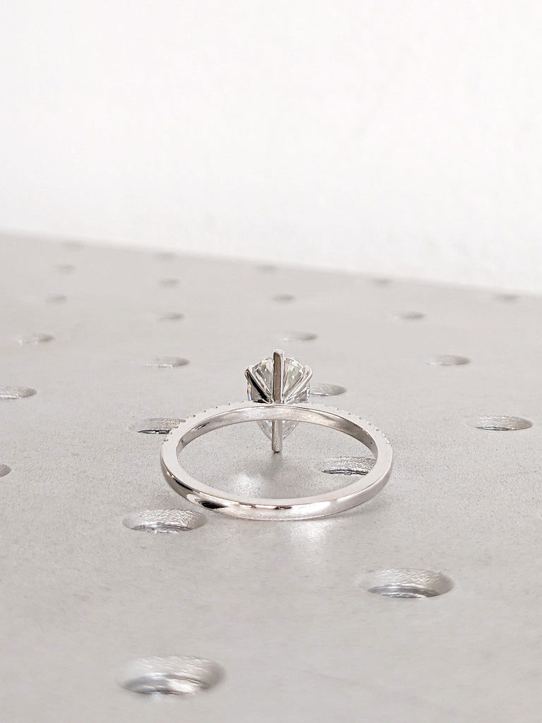 Lab Grown Diamond: IGI Certified, Engagement Ring, 14K White Gold, Pave Diamond Halo