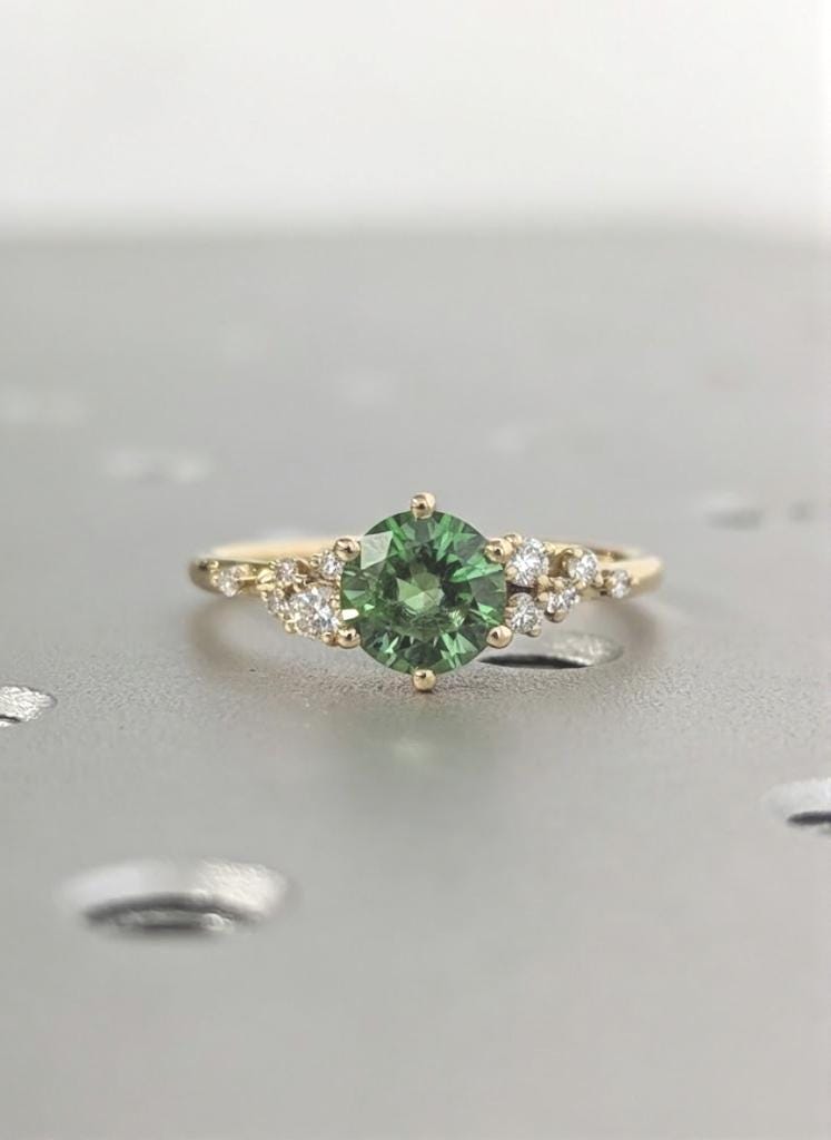 1 Carat Natural Green Tourmaline Ring