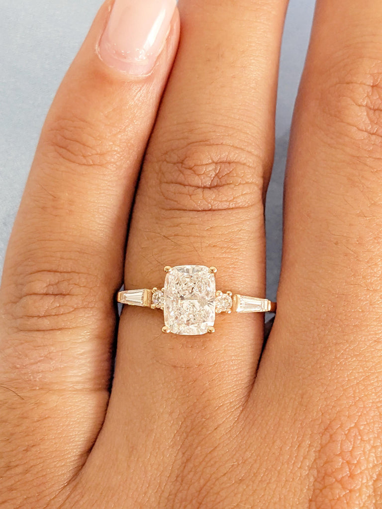 Cushion Lab Grown Diamond Ring, IGI Certified Lab Diamond Ring, 18K Rose Gold, Engagement Wedding Anniversary Promise Ring, Bridal Jewelry image #8