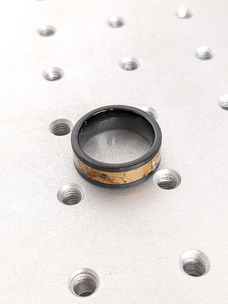 T-Rex Dinosaur Bone Pattern 8MM Male Engagement Ring | Brushed Matte Black Tungsten Ring | Mens Ring | Dinosaur Ring | Unique Jewelry