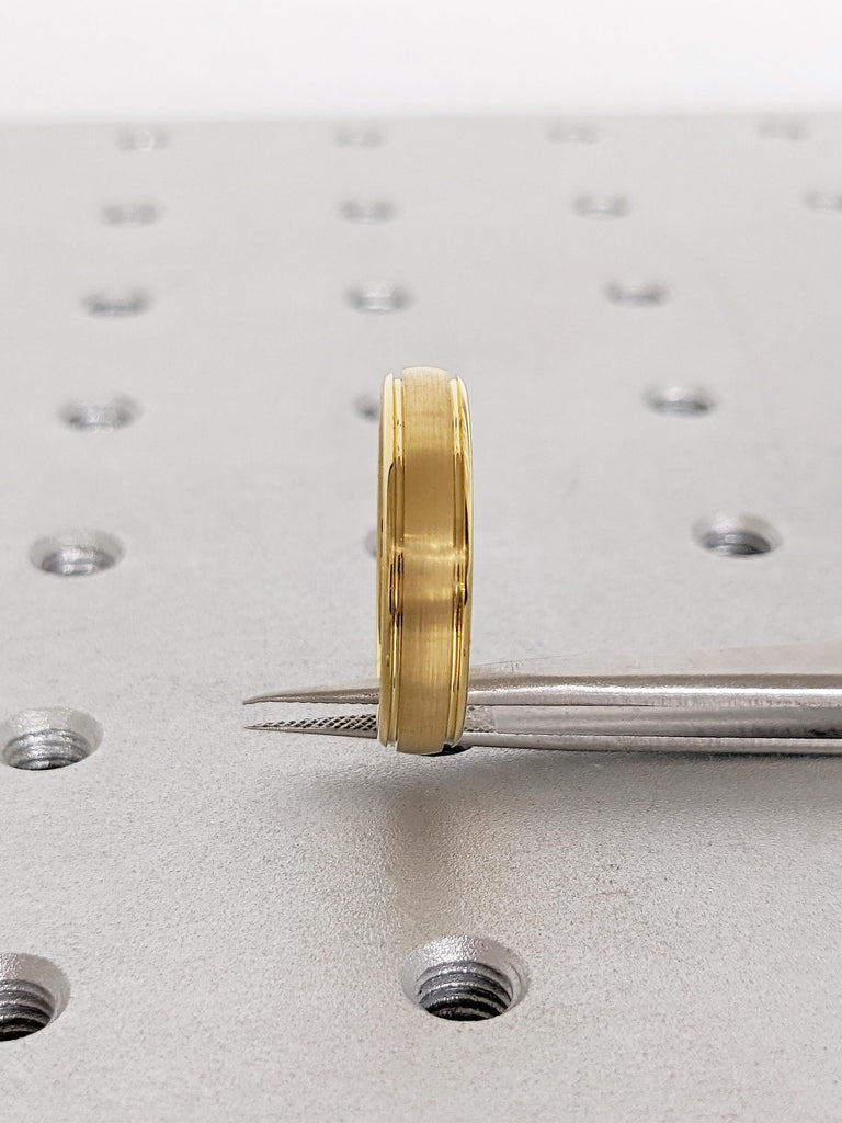 5mm Men's Wedding Band, Yellow Gold Tungsten Ring Men, Anniversary Ring, Dome Ring