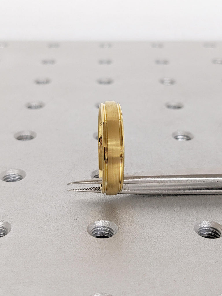 5mm Tungsten Ring, Men's Wedding Ring, Yellow Gold Brushed Ring, Men's Engagement Ring, Personalized Ring, Unique Gift for Him, Gold Ring