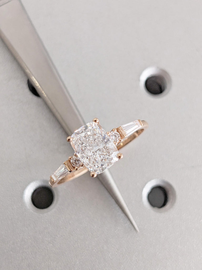 Cushion Lab Grown Diamond Ring, IGI Certified Lab Diamond Ring, 18K Rose Gold, Engagement Wedding Anniversary Promise Ring, Bridal Jewelry image #7