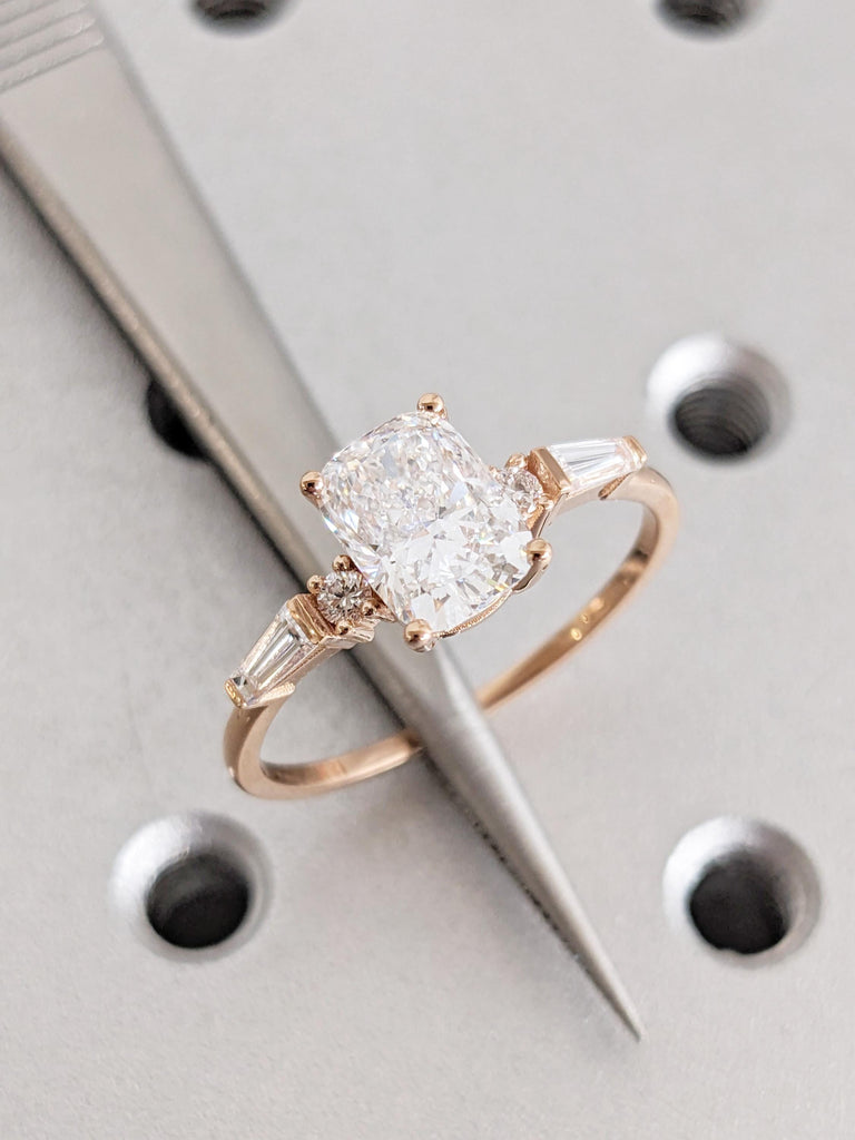 Cushion Lab Grown Diamond Ring, IGI Certified Lab Diamond Ring, 18K Rose Gold, Engagement Wedding Anniversary Promise Ring, Bridal Jewelry