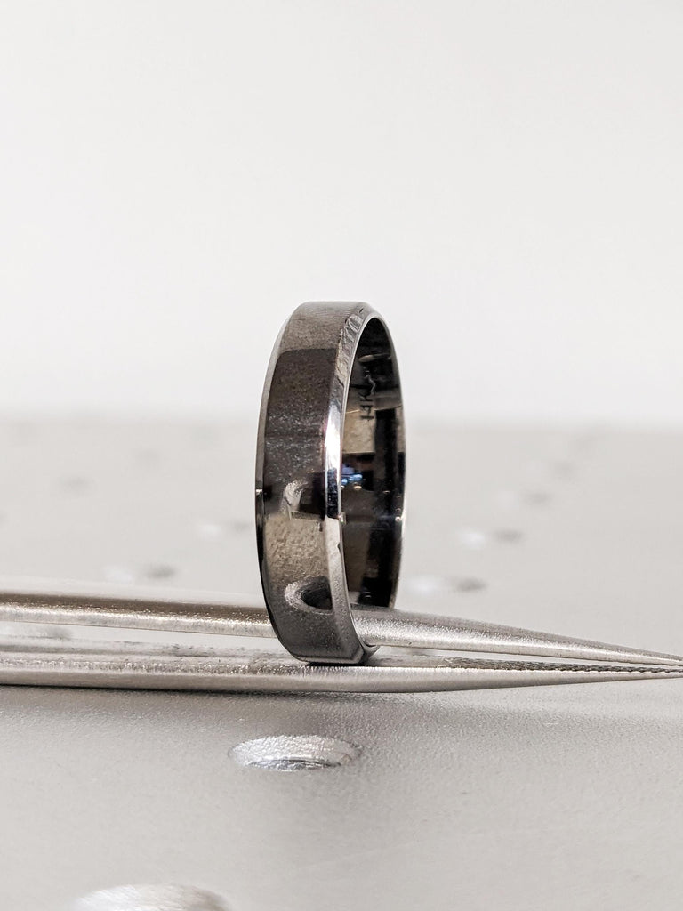 Elegant Black Gold 5mm Wedding Band, 14K Black Plain Comfort Fit Men's Engagement Ring