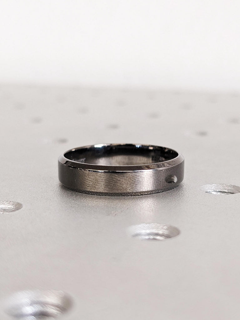 Elegant Black Gold 5mm Wedding Band, 14K Black Plain Comfort Fit Men's Engagement Ring