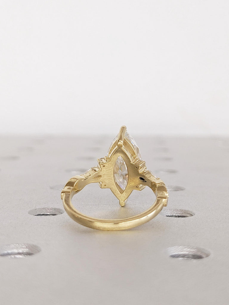 14K Gold Marquise Cut Lab Grown Diamond Wedding Ring | Lab Diamond Engagement Ring | Vintage Marquise Ring | Lab Diamond Ring For Women