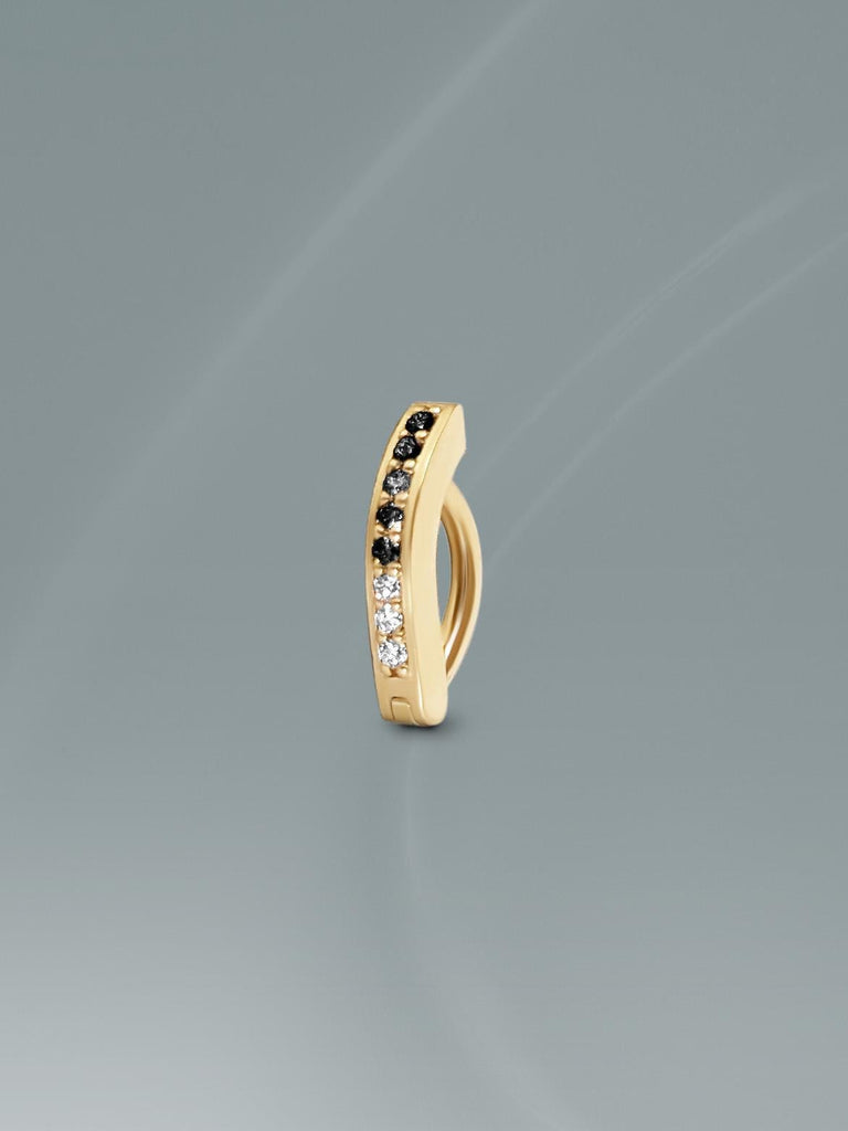 18K Gold Naval Ring, Ombre Curved Diamond Belly Button Clicker, Body Piercing, Women's Jewelry