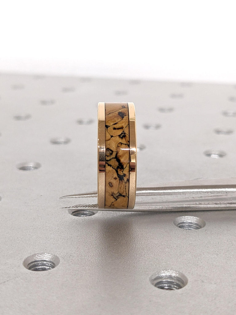 8mm Comfort Fit Male Wedding Bands | Tungsten Ring Rose Gold Plated