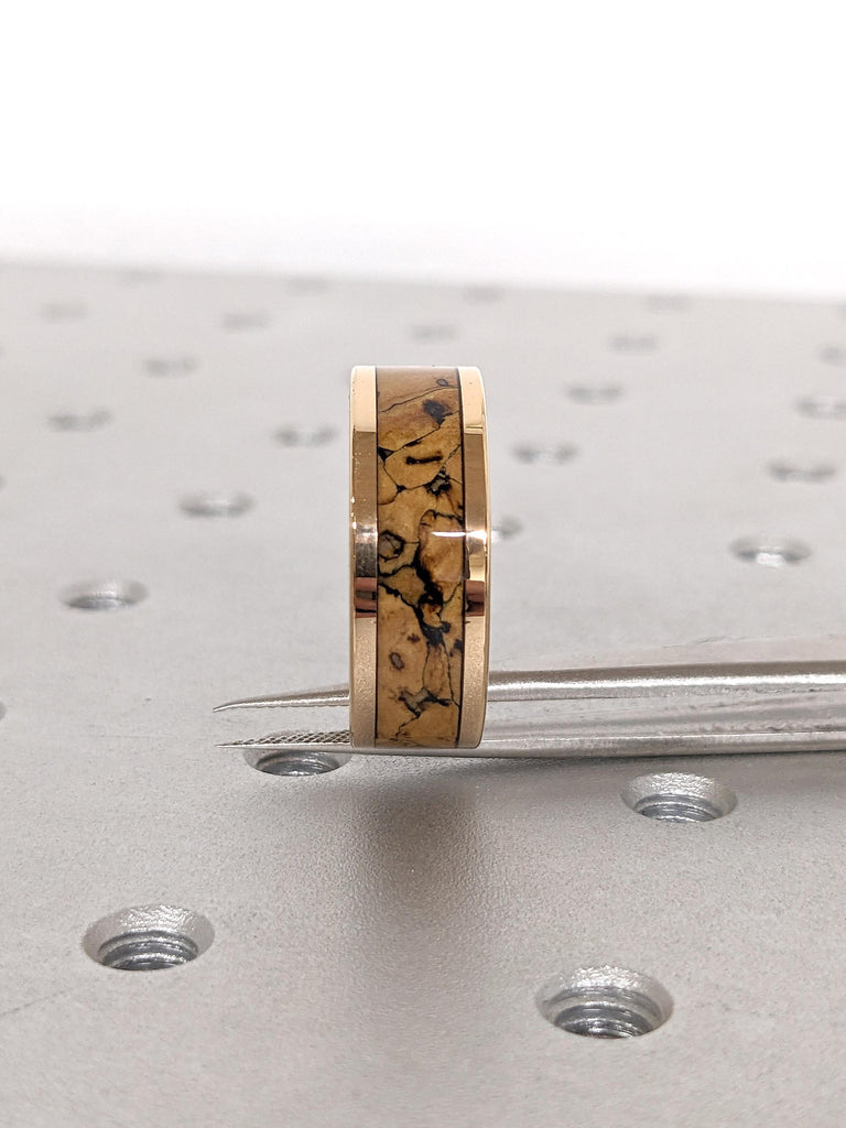 8mm Comfort Fit Male Wedding Bands | Tungsten Ring Rose Gold Plated